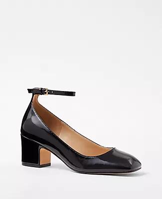 Ann Taylor Patent Ankle Strap Block Heel Pumps Cover