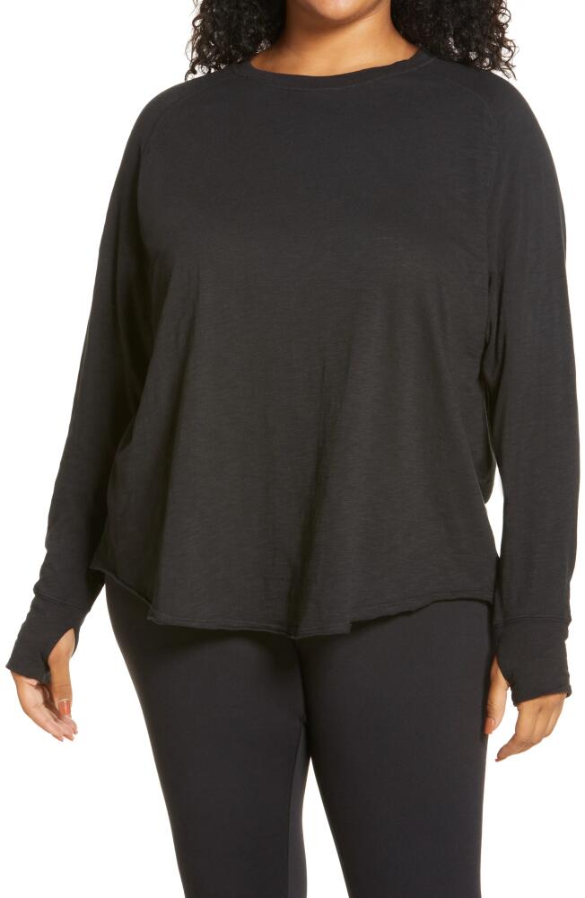 zella Relaxed Washed Cotton Long Sleeve T-Shirt in Black Cover