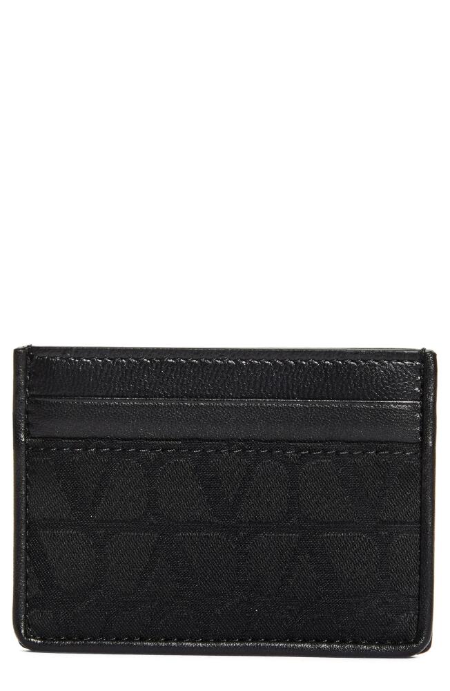 Valentino Garavani Logo Jacquard Canvas & Leather Card Case in Nero Cover