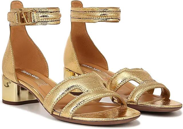 Franco Sarto Nora Ankle Strap Low Block Heel Sandals (Gold Metallic) Women's Sandals Cover