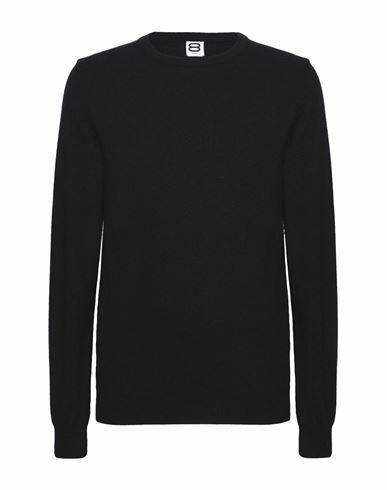 8 By Yoox Cashmere Essential Crewneck Sweater Man Sweater Black Regenerated Cashmere Cover