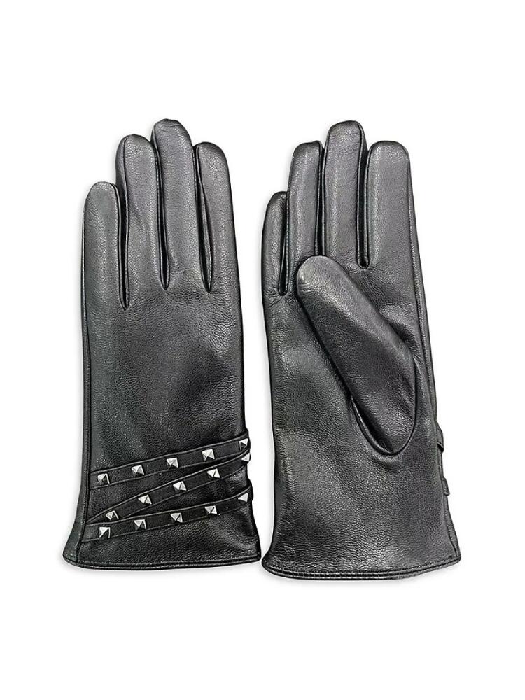 MARCUS ADLER Women's Leather Touchscreen Gloves - Black Cover