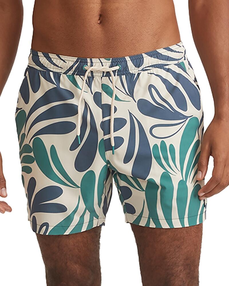 Marine Layer 4 Way Stretch Abstract Floral Print Standard Fit 5.5 Swim Trunks Cover