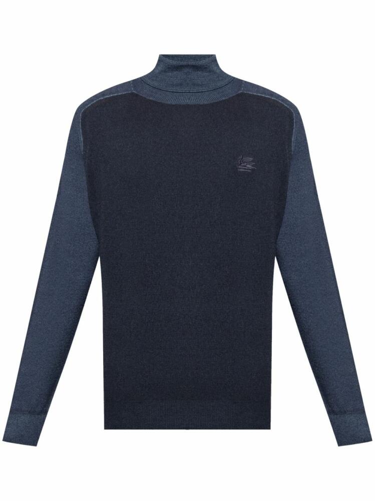 ETRO Pegaso-embroidered wool jumper - Blue Cover