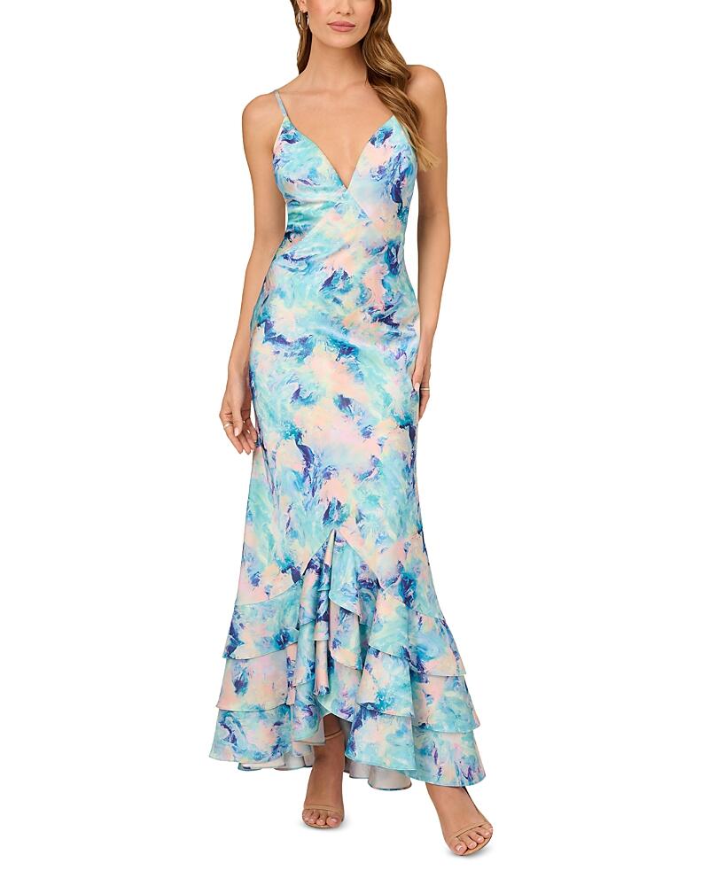 Liv Foster Printed Satin Mermaid Gown Cover