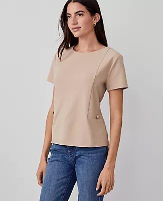 Ann Taylor Petite Button Trim Tee Cover