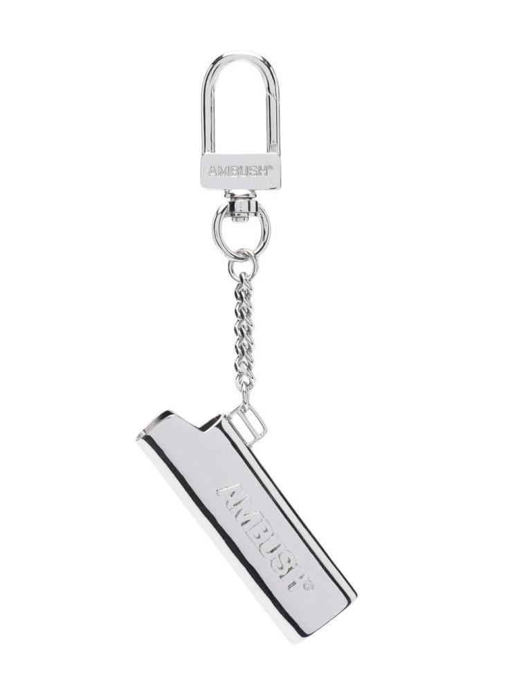 AMBUSH debossed-logo lighter case key chain - Silver Cover