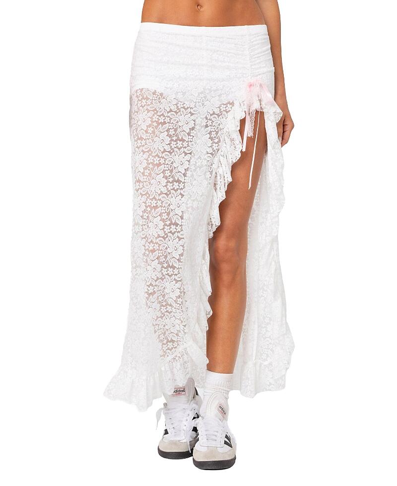 Edikted Ruffled Sheer Lace Maxi Skort Cover