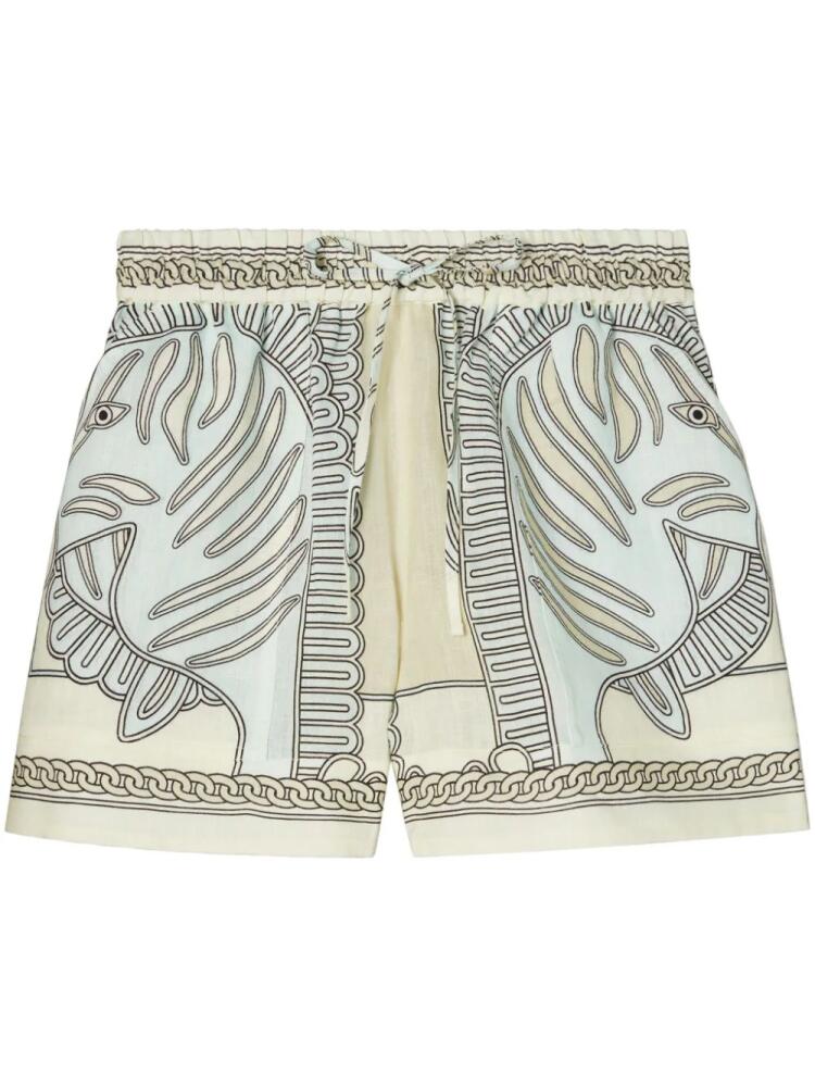 Tory Burch Printed Camp Shorts - Blue Cover