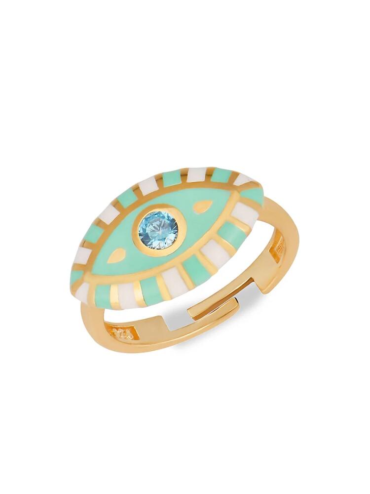 Gabi Rielle Women's 14K Gold Vermeil, Enamel & Crystal Evil Eye Ring Cover