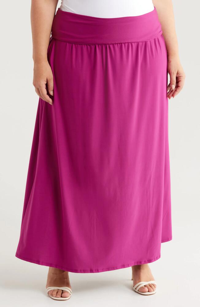 24seven Comfort Apparel Foldover Maxi Skirt in Magenta Cover