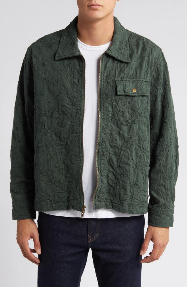 Corridor Floral Embroidered Zip-Up Jacket in Green Cover