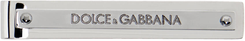 Dolce&Gabbana Silver Logo-Engraved Tie Bar Cover