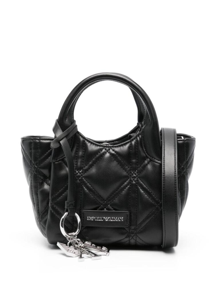 Emporio Armani mini quilted leather tote bag - Black Cover