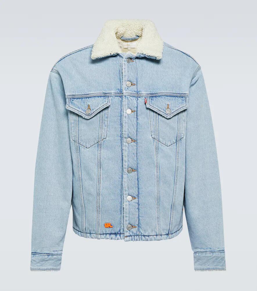 ERL Faux fur-trimmed denim jacket Cover