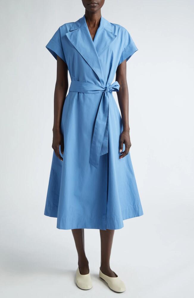 Lafayette 148 New York Belted Organic Cotton Poplin Wrap Dress in Delphinium Blue Cover