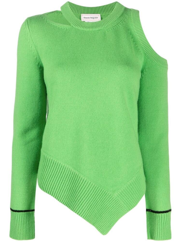 Alexander McQueen cold-shoulder wool jumper - Green Cover