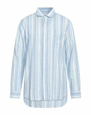 Guess Man Shirt Sky blue Cotton Cover