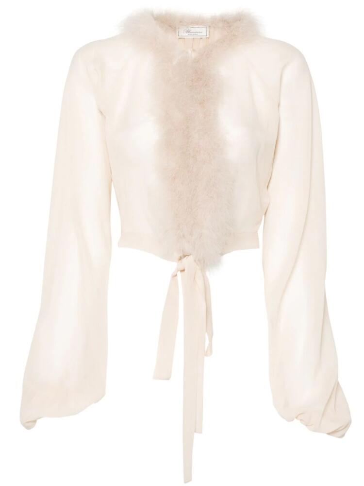 Blumarine feather-trim blouse - Neutrals Cover