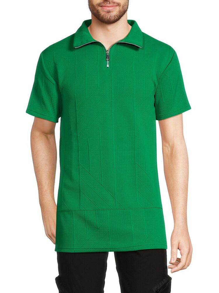 American Stitch Men's Textured Zip Polo - Green Cover