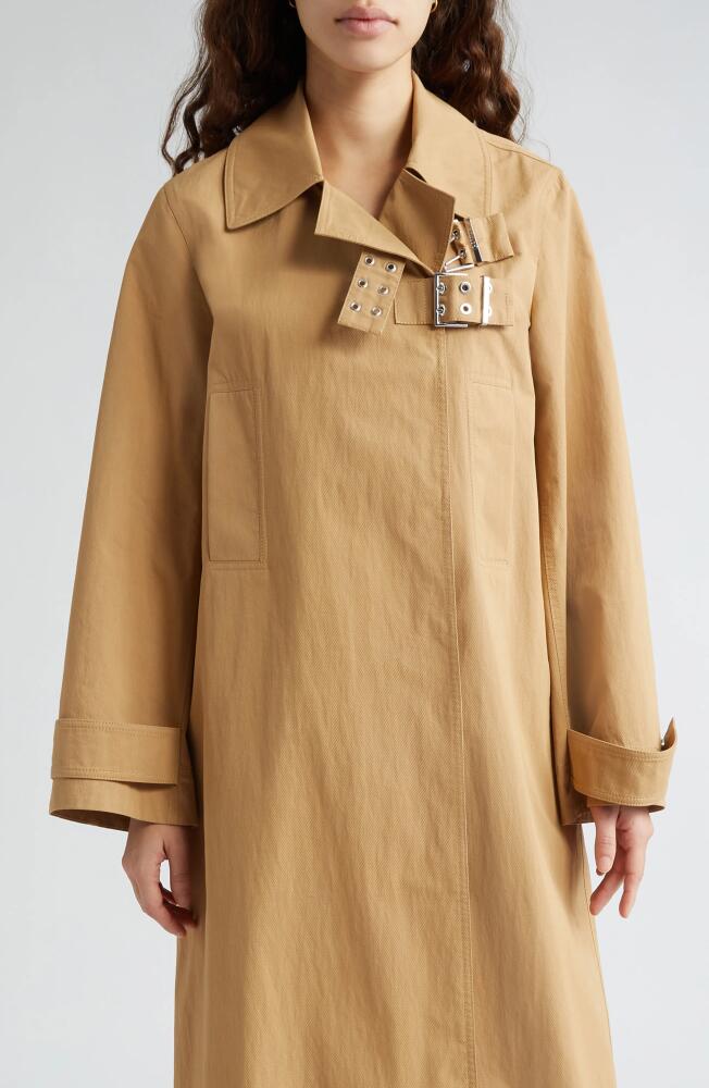 Ganni Organic Cotton Blend Twill Coat in Tigers Eye Cover