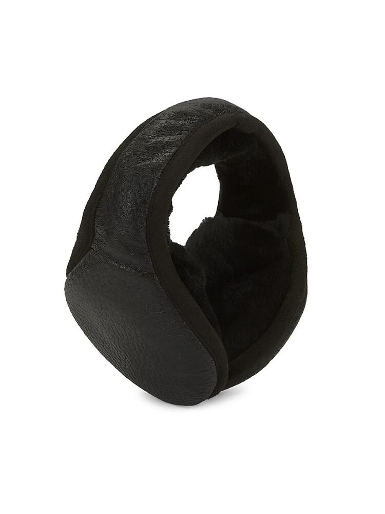 UGG Men's Wrap-Style, Shearling-Lined Leather Earmuffs - Black Cover