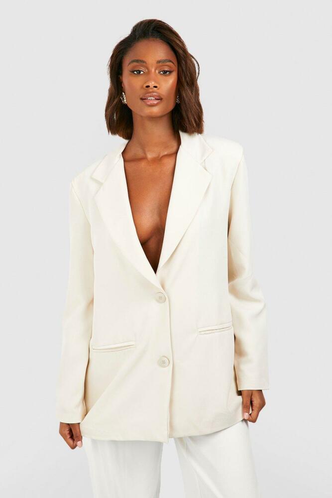 boohoo Womens Oversized Tailored Blazer - Beige Cover