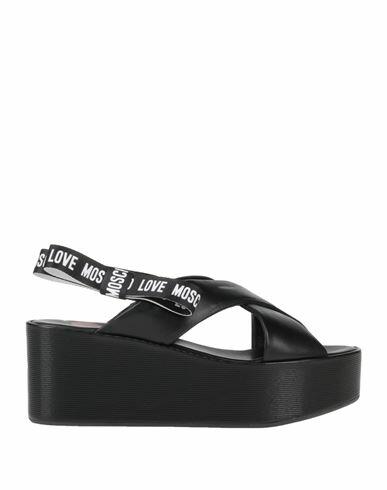 Love Moschino Woman Sandals Black Soft Leather Cover