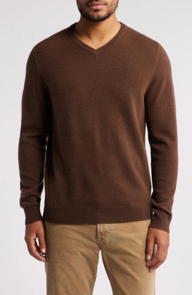 Nordstrom V-Neck Cashmere Sweater in Brown Bitter Cover