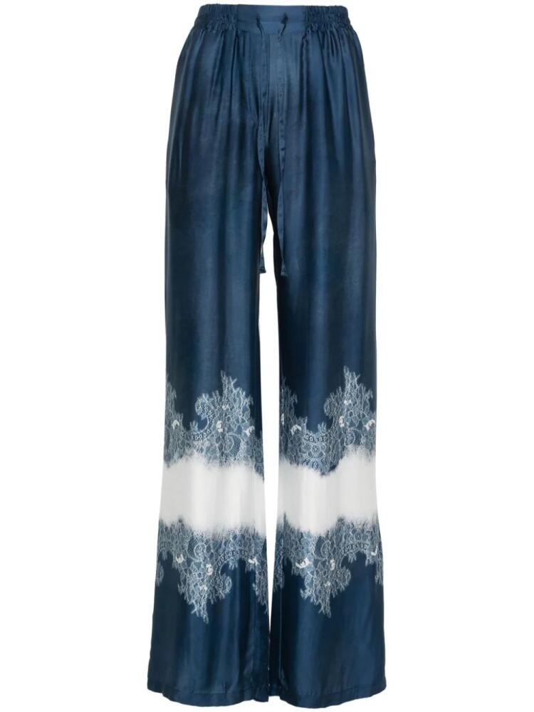 ERMANNO FIRENZE lace-print straight-leg trousers - Blue Cover