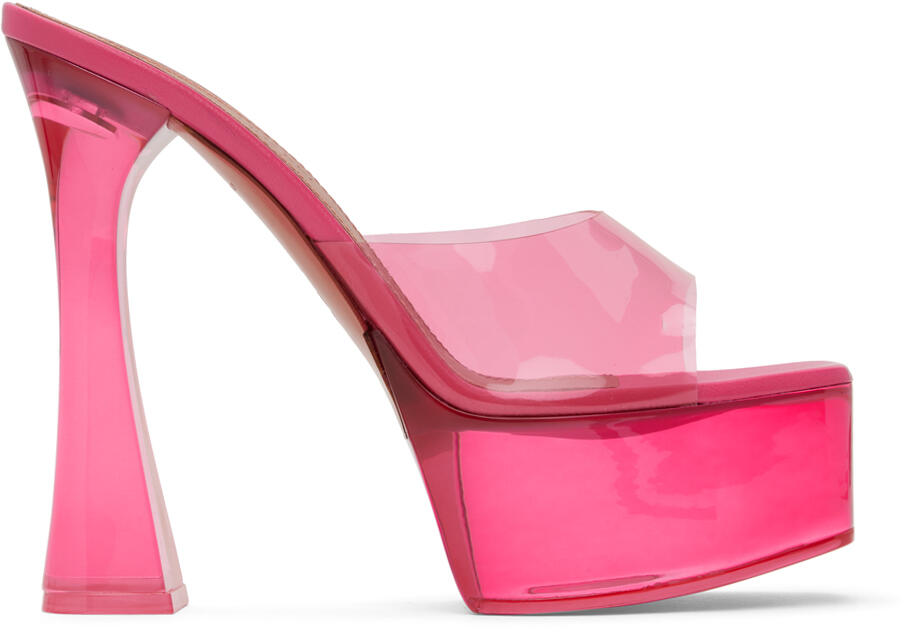 Amina Muaddi Pink Dalida Glass 140 Heeled Sandals Cover