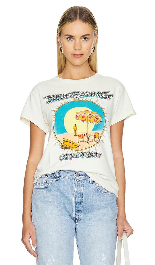 DAYDREAMER Neil Young On The Beach Tour Tee in White Cover