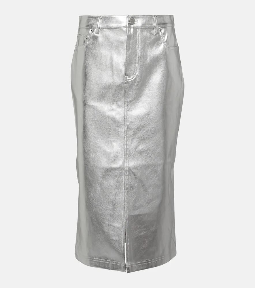 Staud Oaklyn metallic faux leather midi skirt Cover