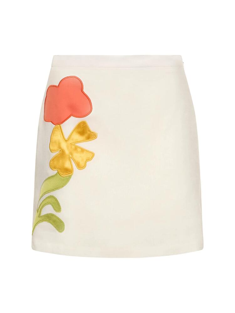 MARNI Embroidered Linen Blend Mini Skirt Cover