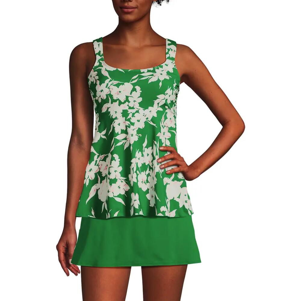 Lands' End Flutter Scoop Neck Tankini Top in Fresh Grass Painted Flower Cover