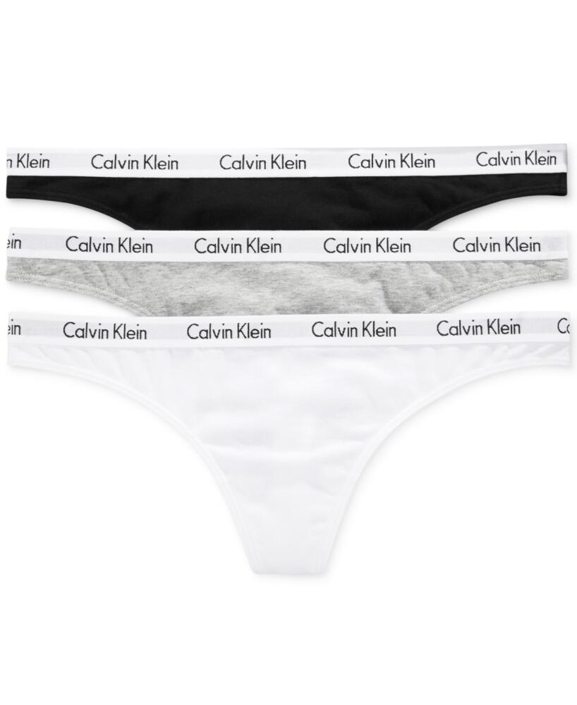 Calvin Klein Carousel Cotton 3-Pack Thong Underwear QD3587 - Black/White/Grey Heather Cover