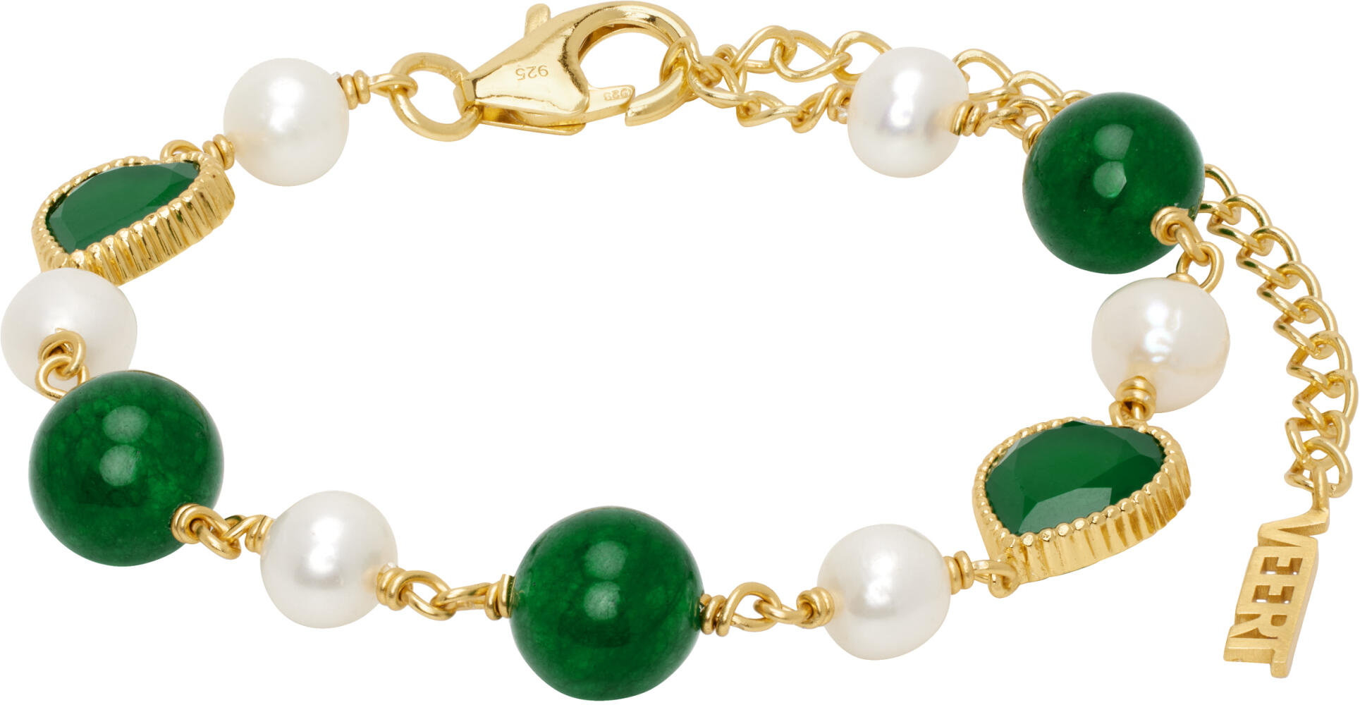 VEERT Gold & Green Onyx Freshwater Pearl Bracelet Cover