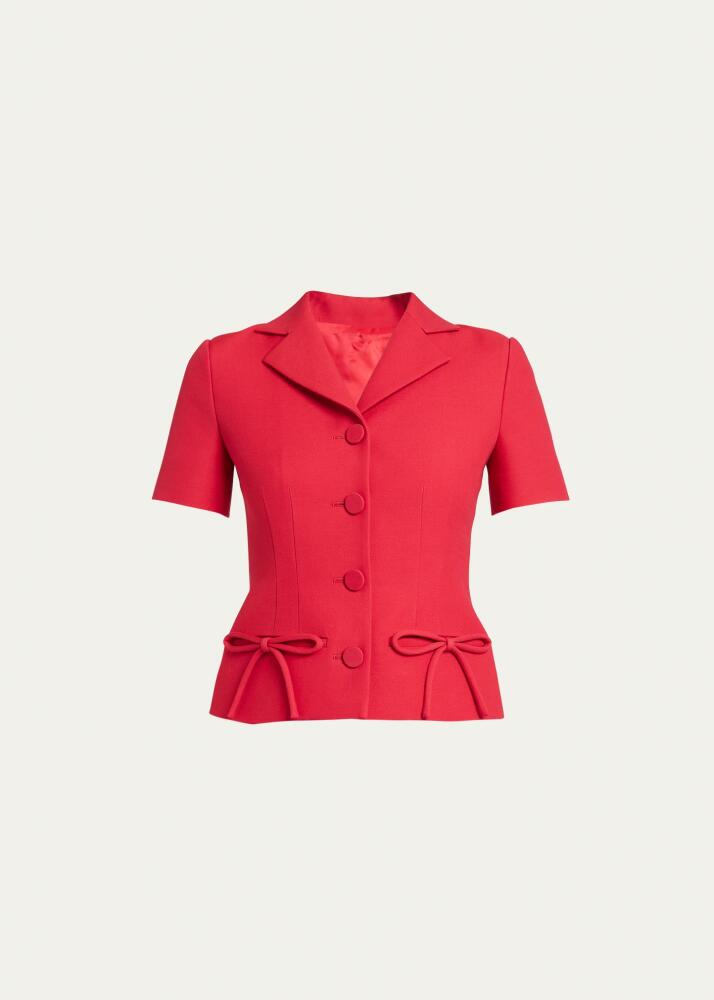 Valentino Garavani Crepe Couture Wool Short Jacket with Bow Details Cover