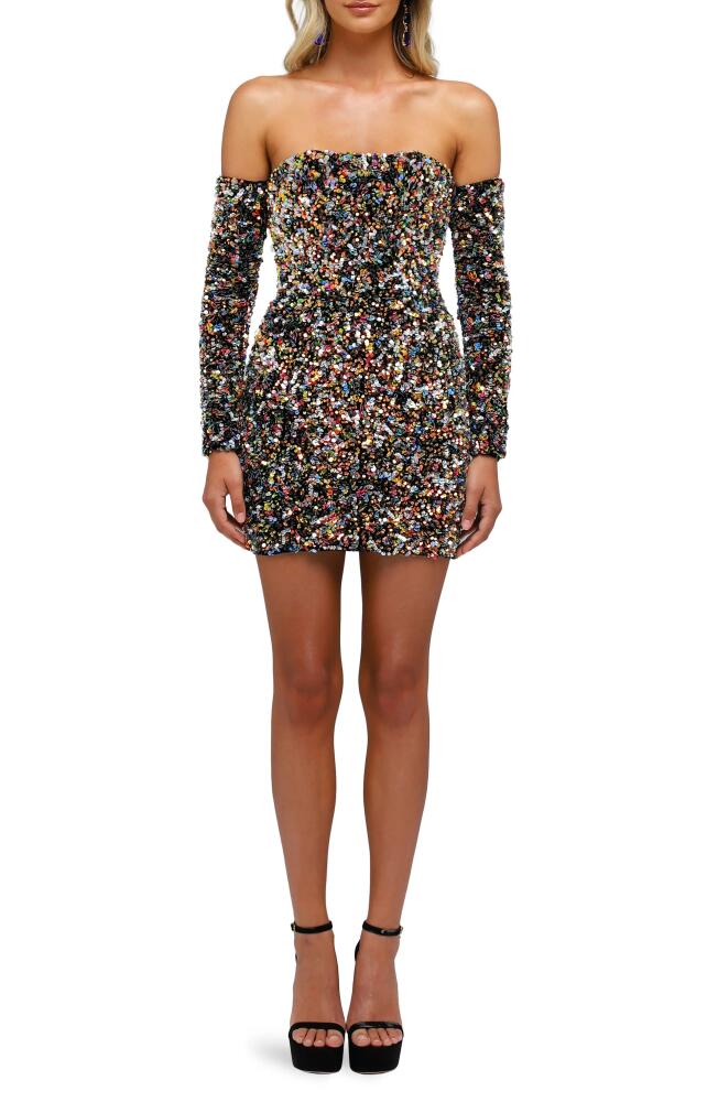 HELSI Lindsey Sequin Strapless Long Sleeve Minidress in Iridescent Multi Cover