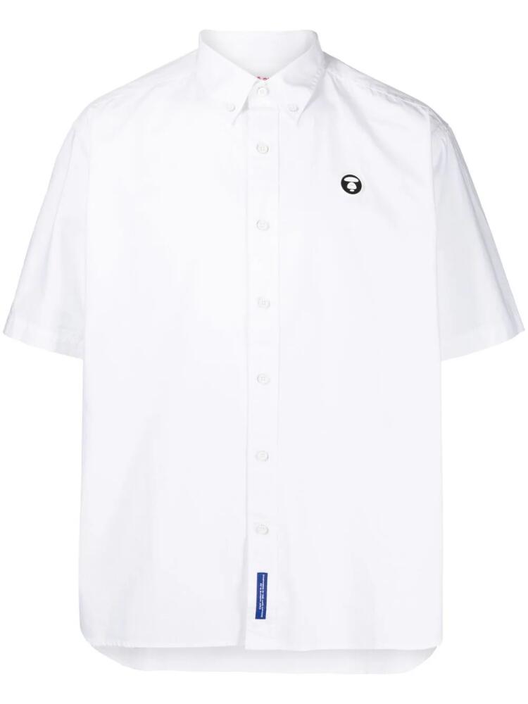 AAPE BY *A BATHING APE® logo-patch button-up shirt - White Cover