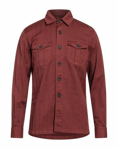 Manuel Ritz Man Shirt Brick red Cotton, Elastane Cover