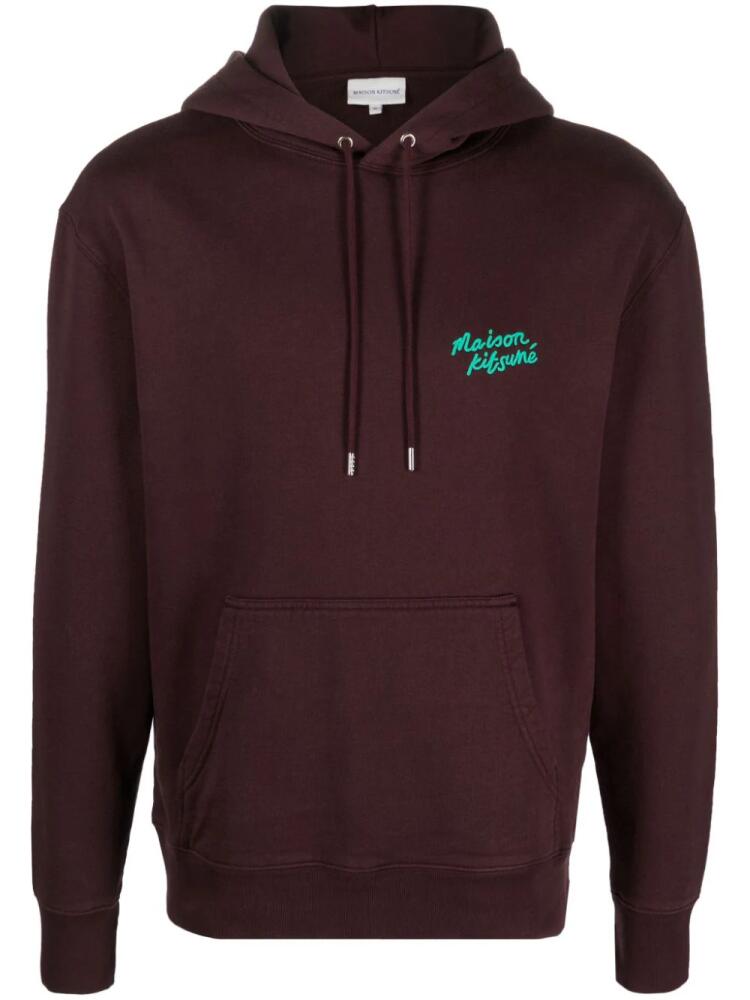 Maison Kitsuné logo-embroidered cotton hoodie - Brown Cover