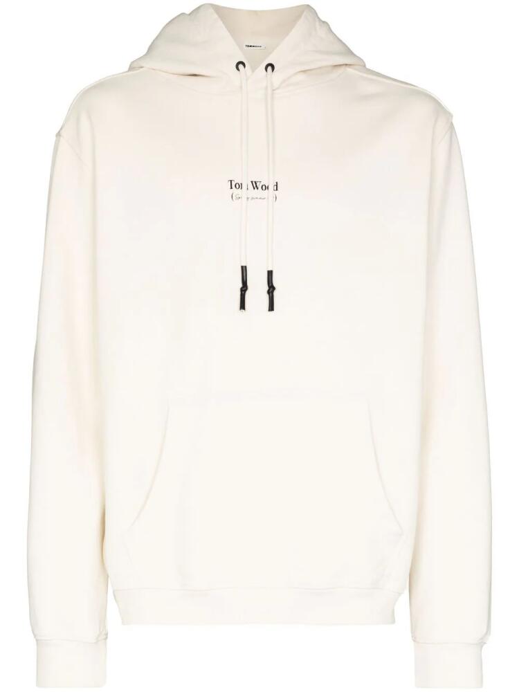 Tom Wood logo-print drawstring hoodie - White Cover