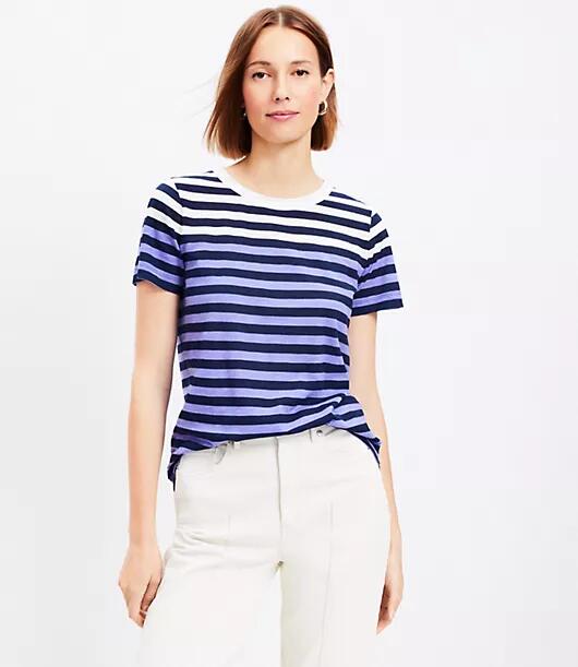 Loft Striped Everyday Crew Tee Cover