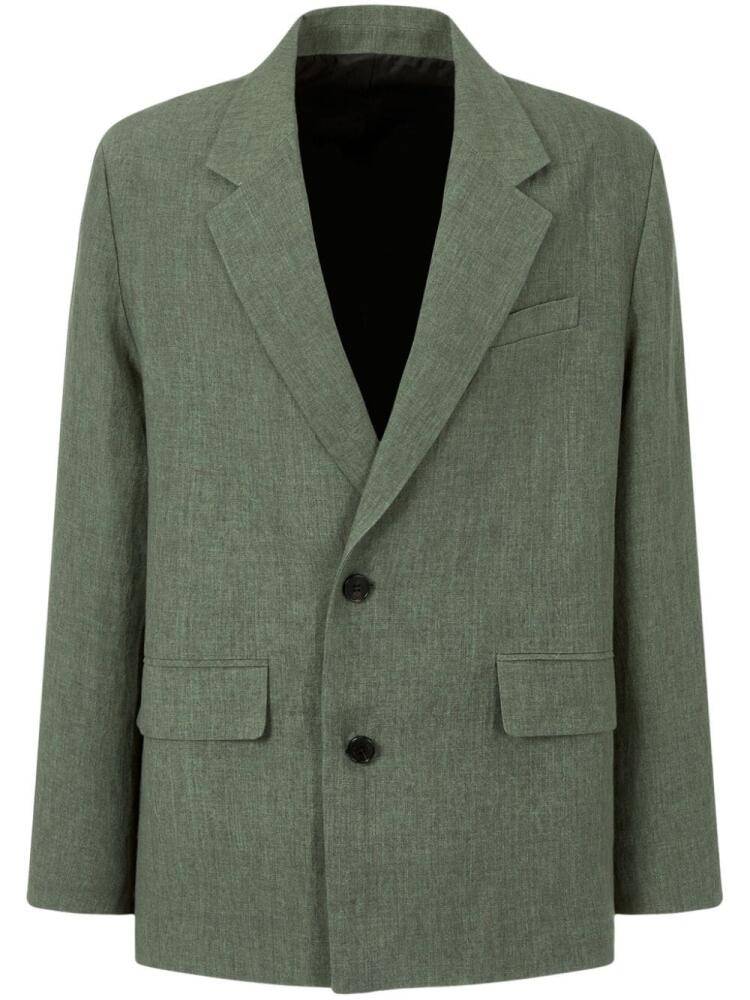 STUDIO TOMBOY peak-lapels linen blazer - Green Cover