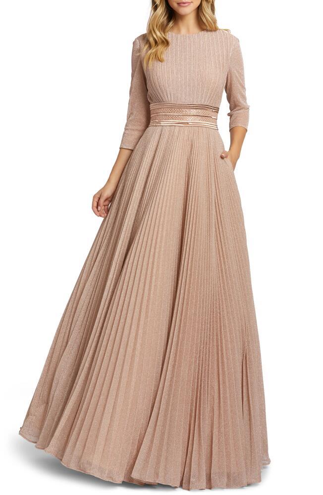 Ieena for Mac Duggal Sparkle Pleated Ballgown in Rose Gold Cover