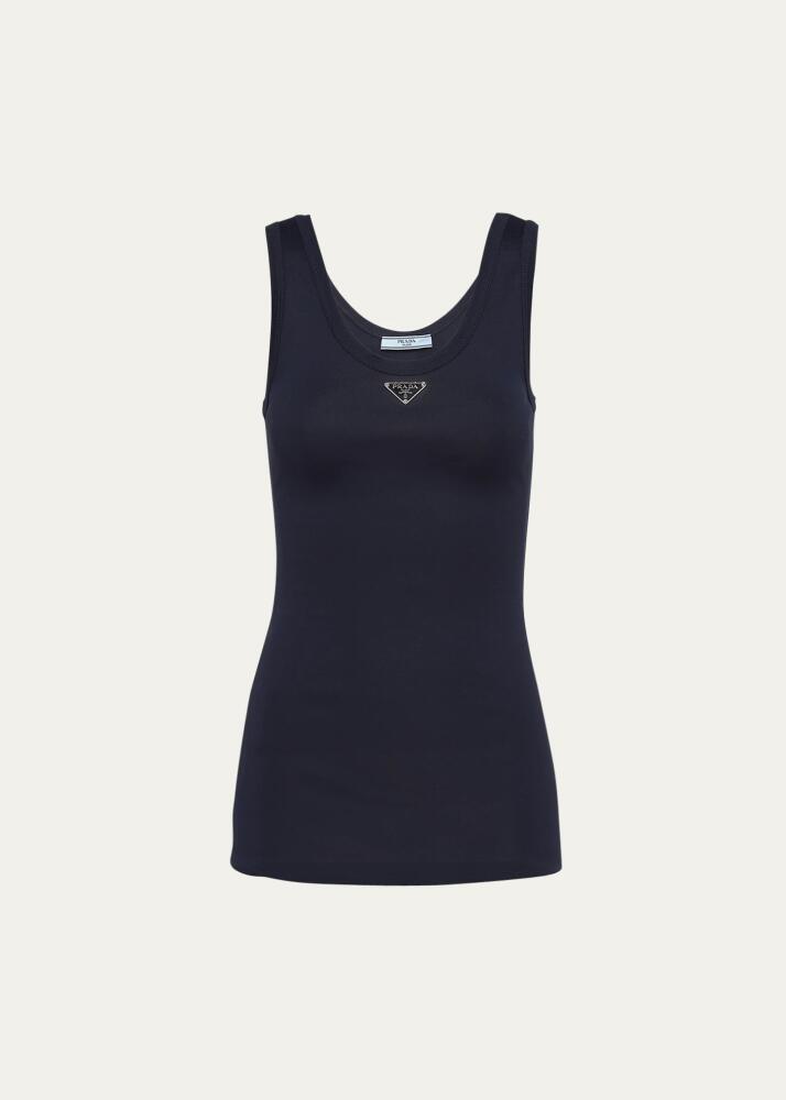 Prada Metal Logo Ribbed Jersey Tank Top Cover