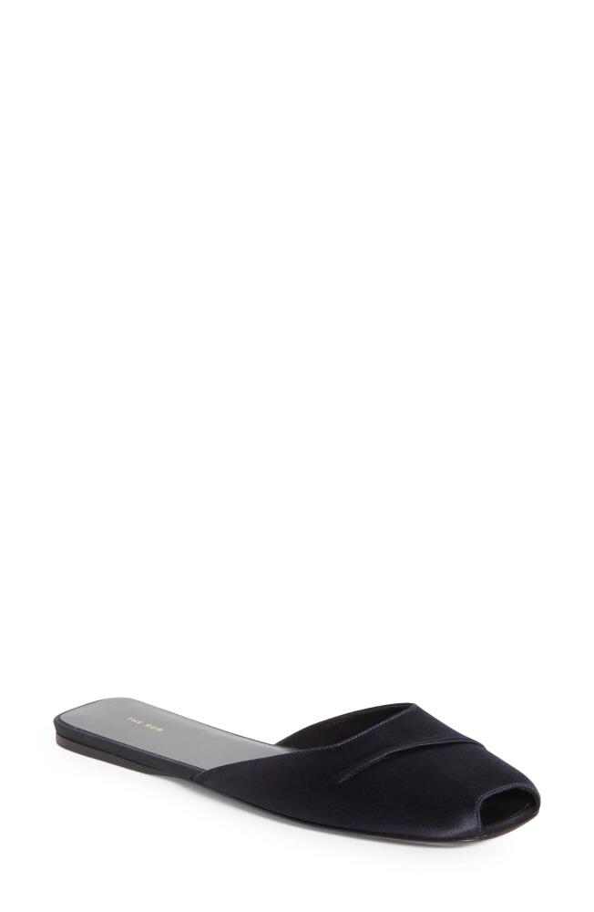 The Row Milla Satin Slide Sandal in Navy Cover