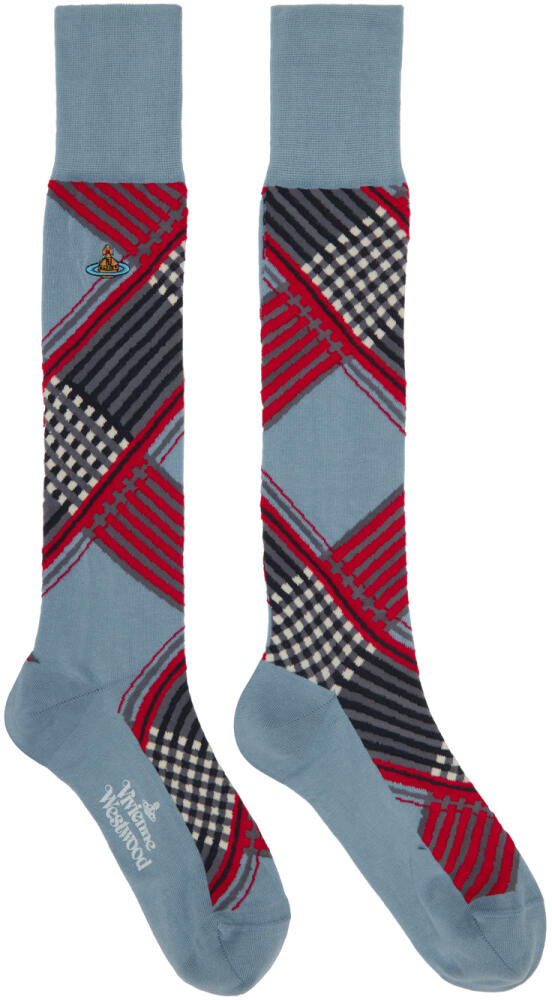 Vivienne Westwood Blue & Red Combat Tartan Socks Cover