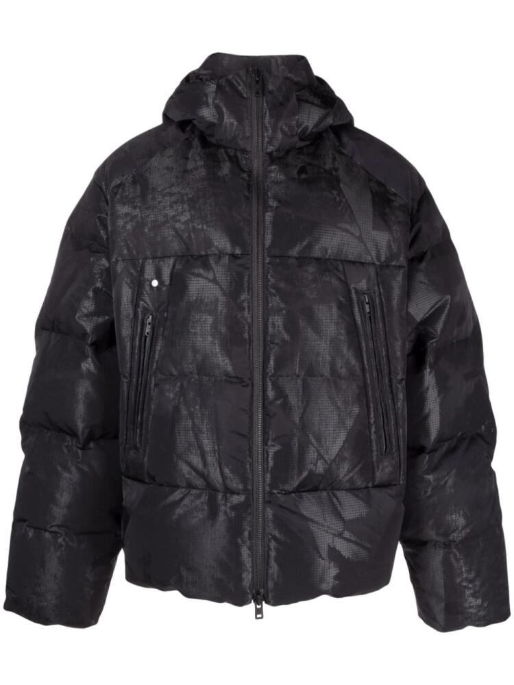 Y-3 graphic-print hooded puffer jacket - Black Cover